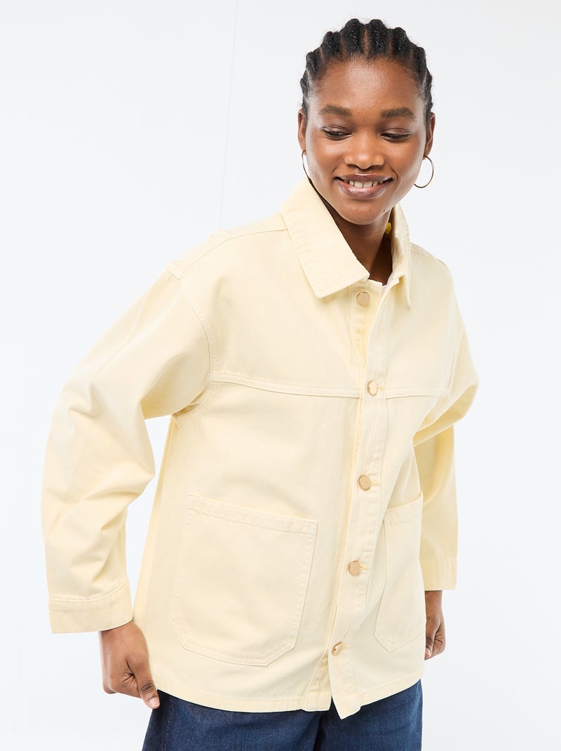 Short Denim Jacket with 2 Patch Pockets Yellow - Kiabi