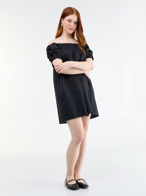 Short dress with short sleeves and bardot neckline - Kiabi