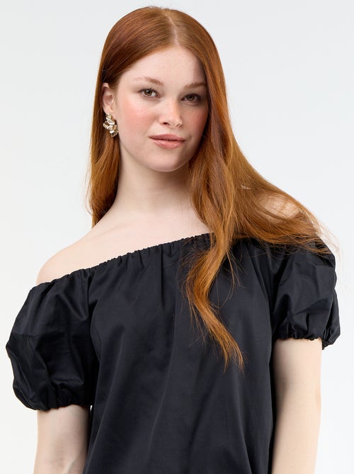 Short dress with short sleeves and bardot neckline - Kiabi