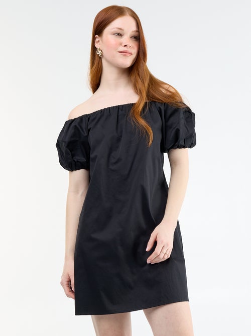 Short dress with short sleeves and bardot neckline - Kiabi