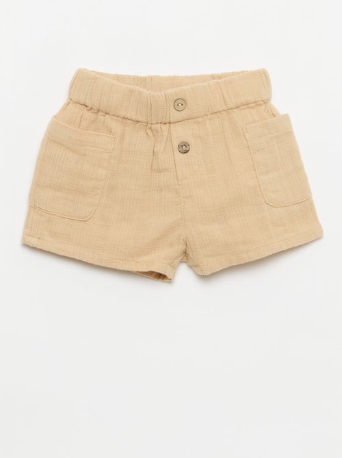 Short en coton avec 2 poches plaquées - Kiabi