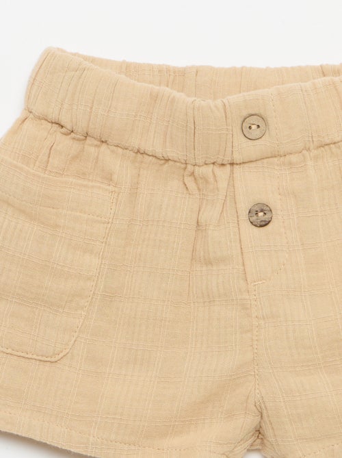 Short en coton avec 2 poches plaquées - Kiabi