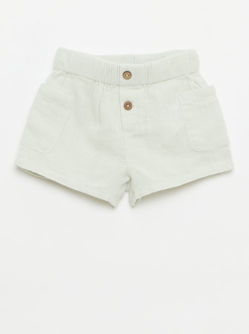 Short en coton avec 2 poches plaquées - Kiabi