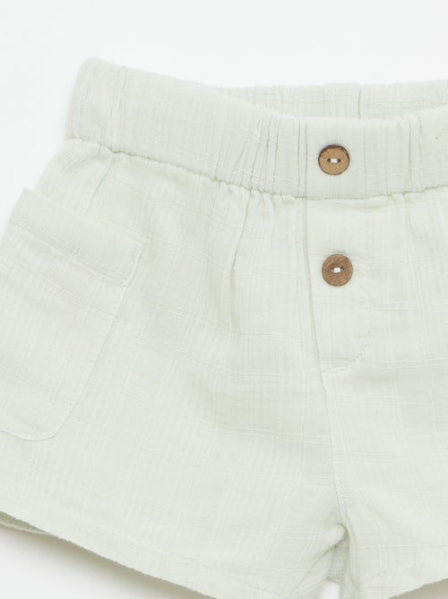 Short en coton avec 2 poches plaquées - Kiabi