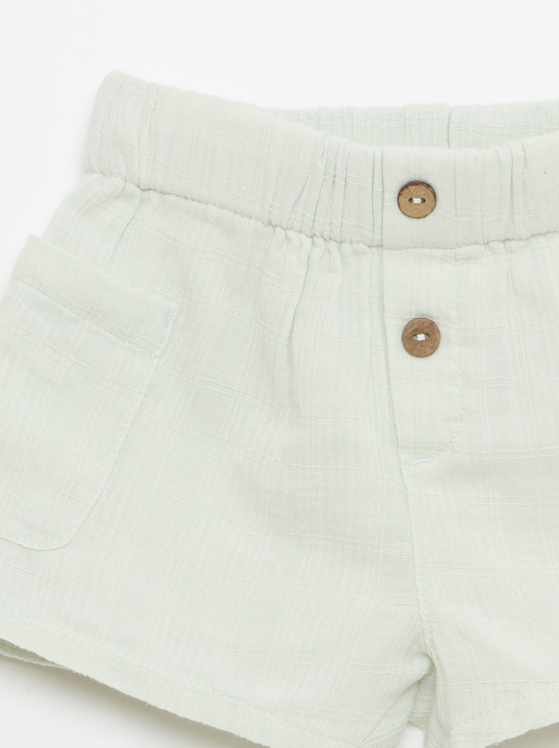 Short en coton avec 2 poches plaquées Bleu - Kiabi