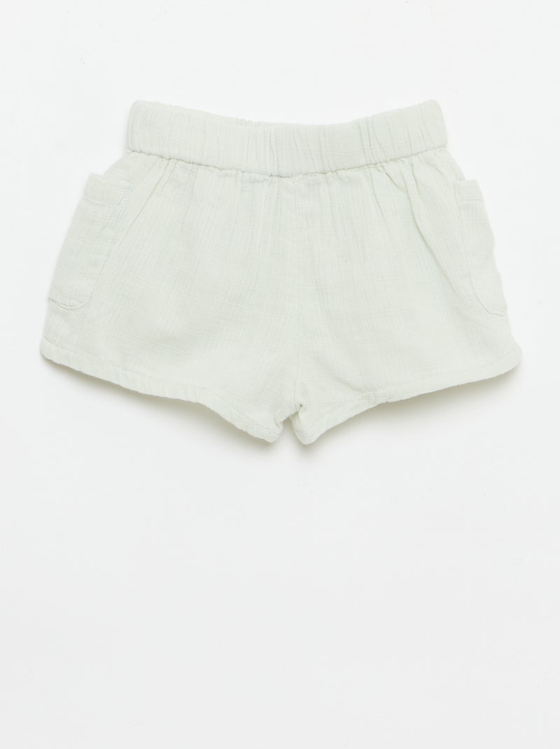 Short en coton avec 2 poches plaquées Bleu - Kiabi