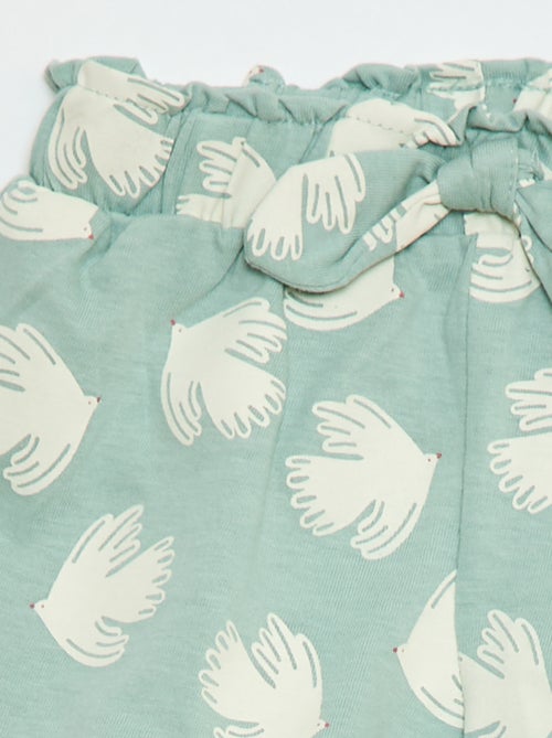 Short en coton avec ceinture à nouer et bas de jambe volantés - Kiabi