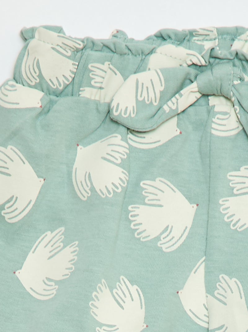 Short en coton avec ceinture à nouer et bas de jambe volantés Bleu - Kiabi