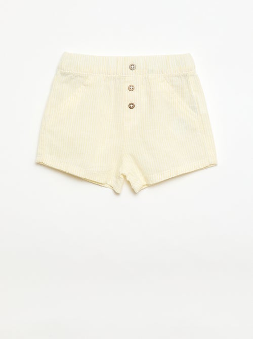 Short en coton et lin - Kiabi