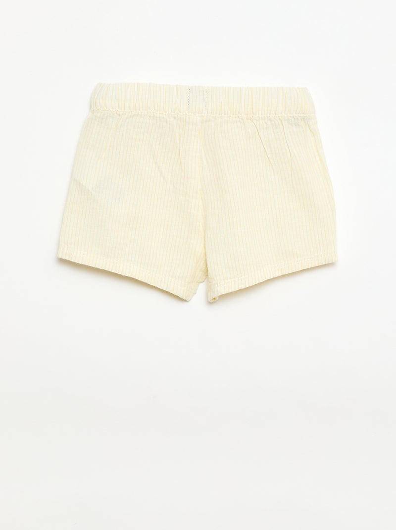 Short en coton et lin Jaune - Kiabi