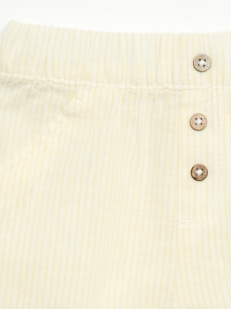 Short en coton et lin Jaune - Kiabi