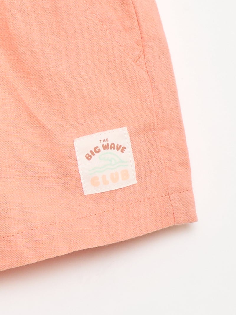 Short en coton et lin Orange - Kiabi