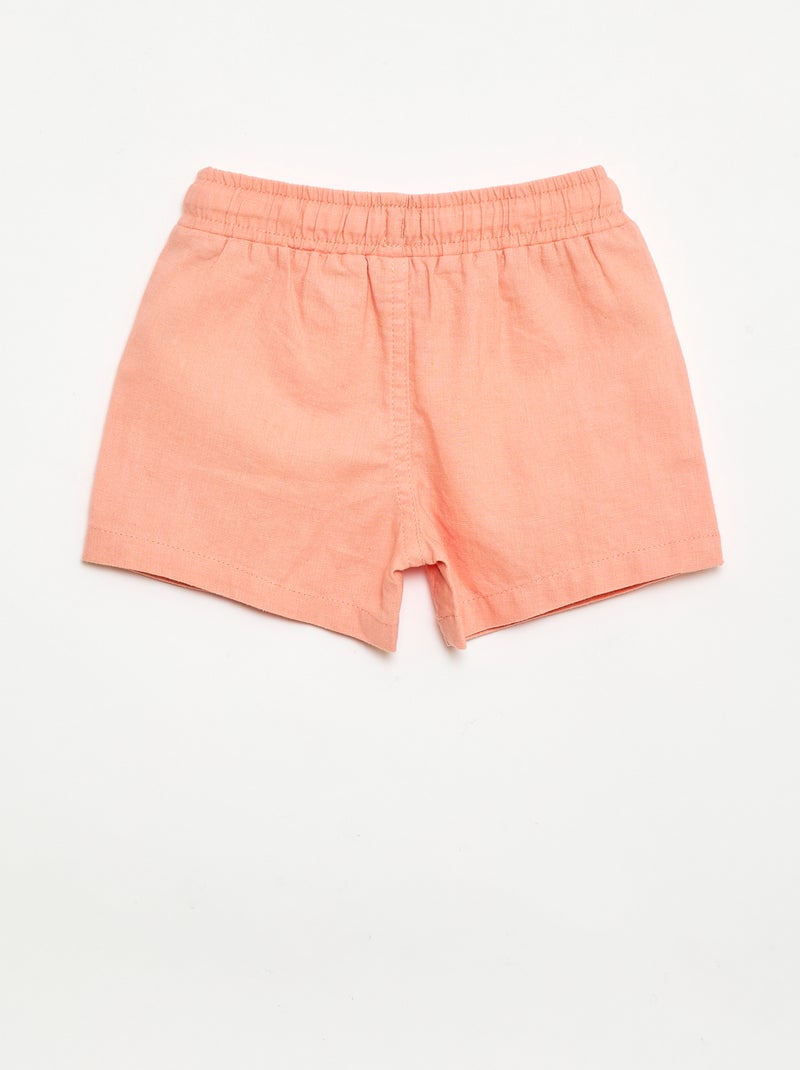 Short en coton et lin Orange - Kiabi