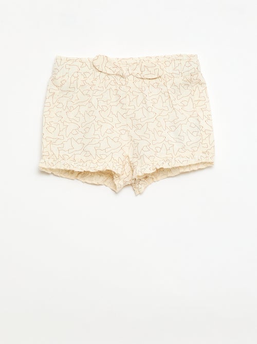 Short en coton tissé en coton et lin - Kiabi