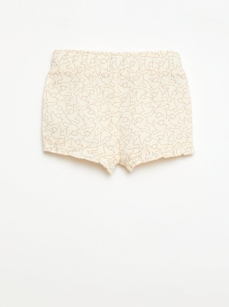 Short en coton tissé en coton et lin Beige - Kiabi
