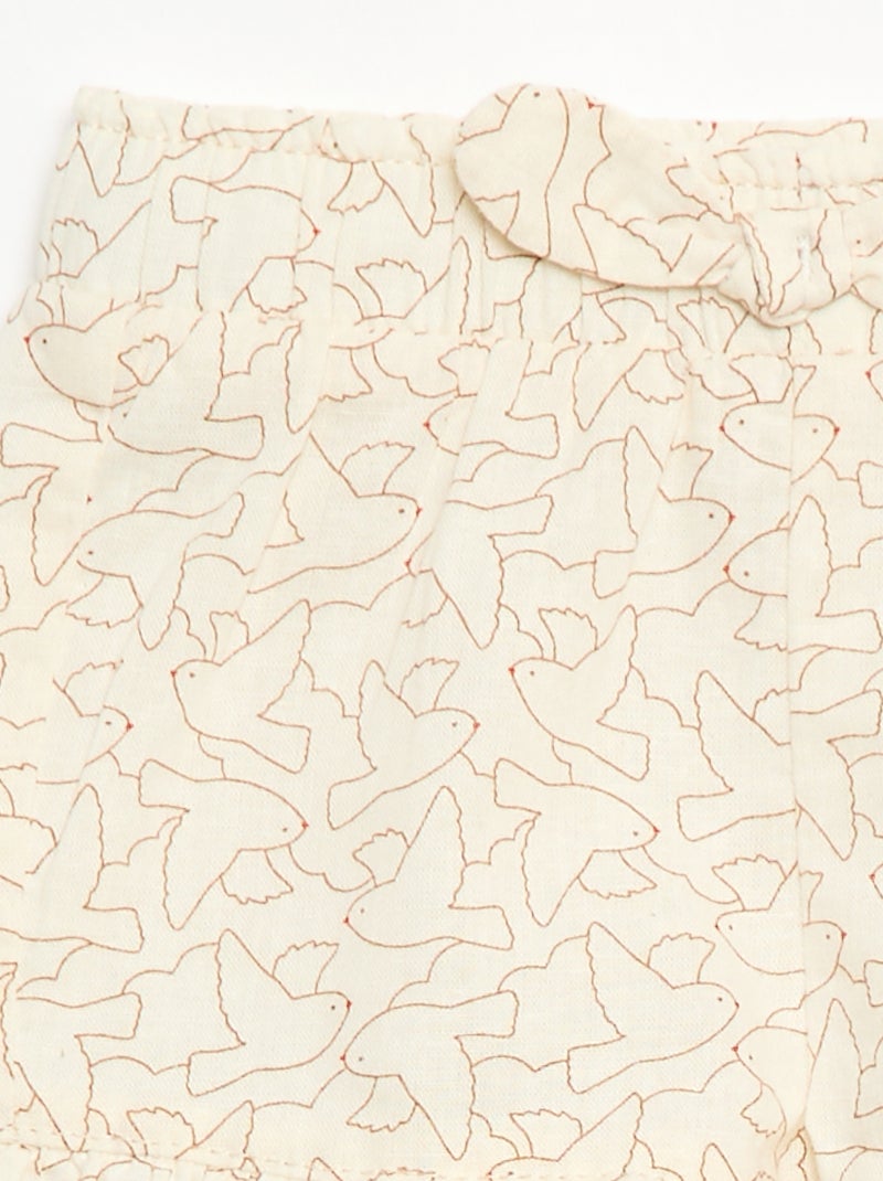 Short en coton tissé en coton et lin Beige - Kiabi