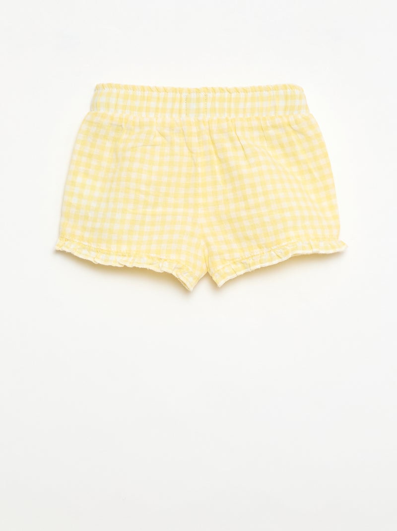 Short en coton tissé en coton et lin Jaune - Kiabi