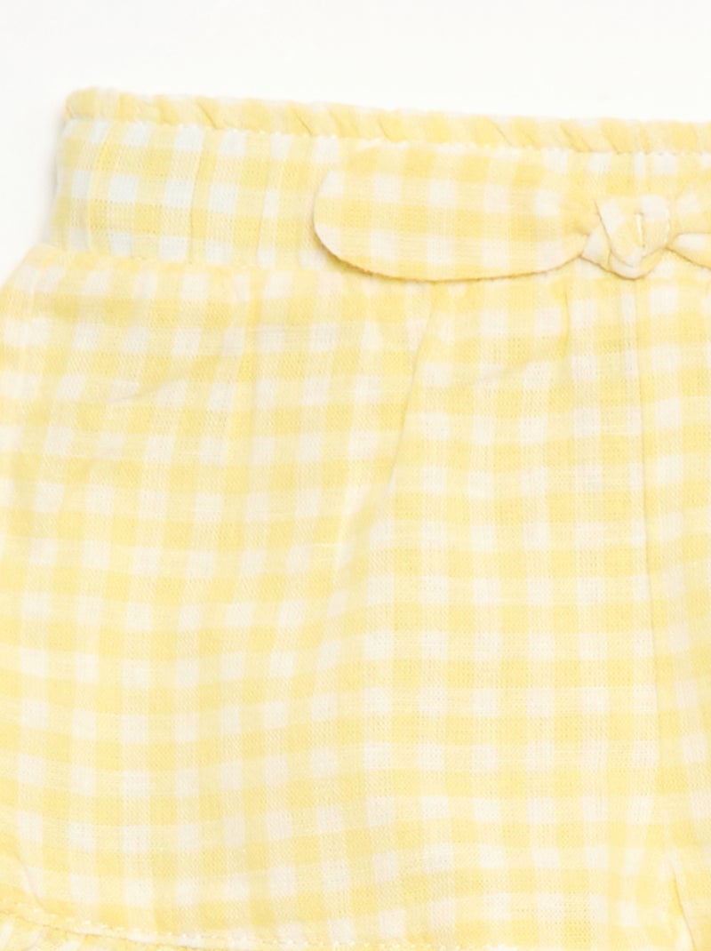 Short en coton tissé en coton et lin Jaune - Kiabi