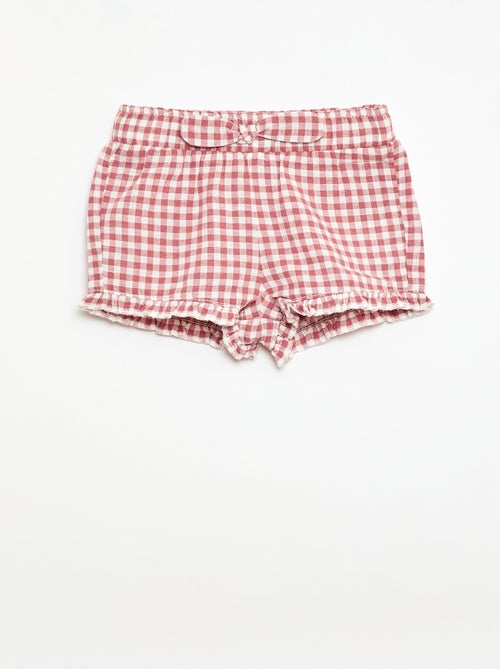 Short en coton tissé en coton et lin - Kiabi