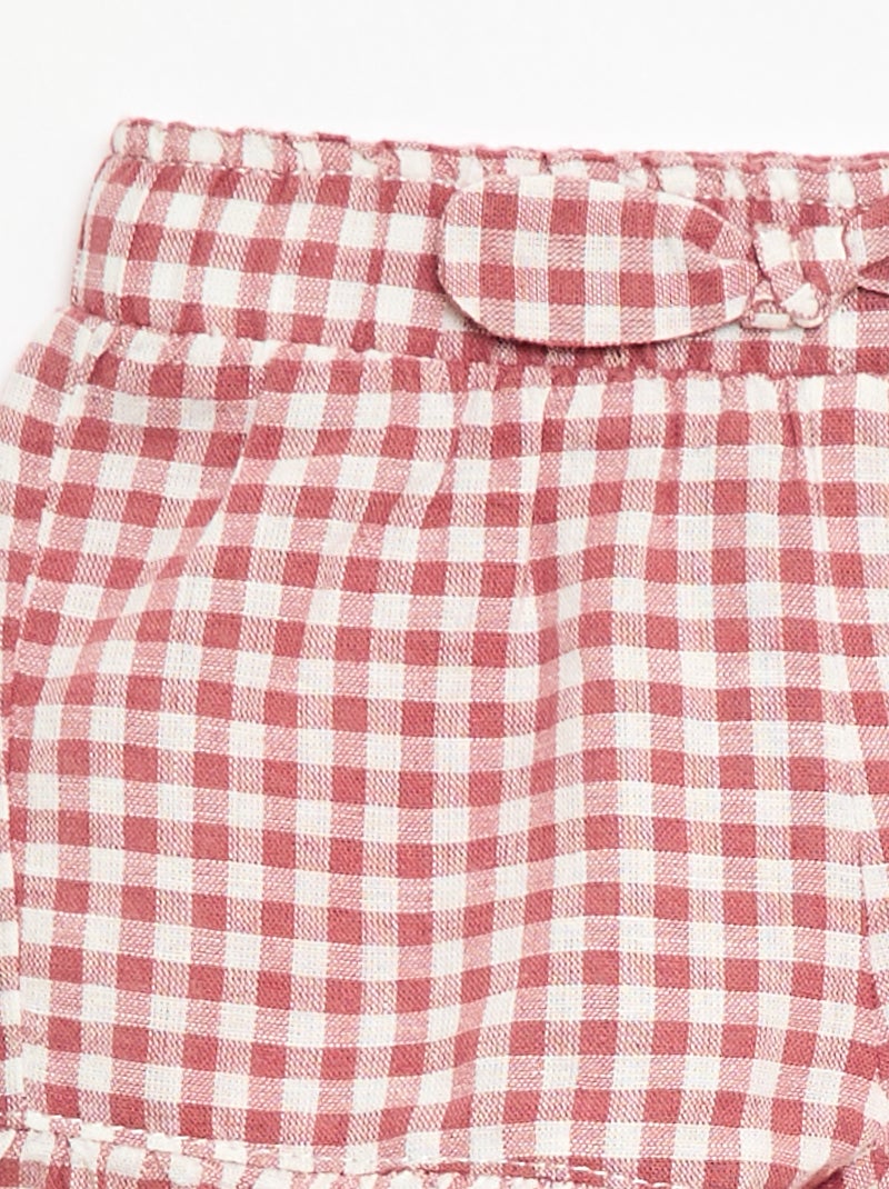 Short en coton tissé en coton et lin Rose - Kiabi
