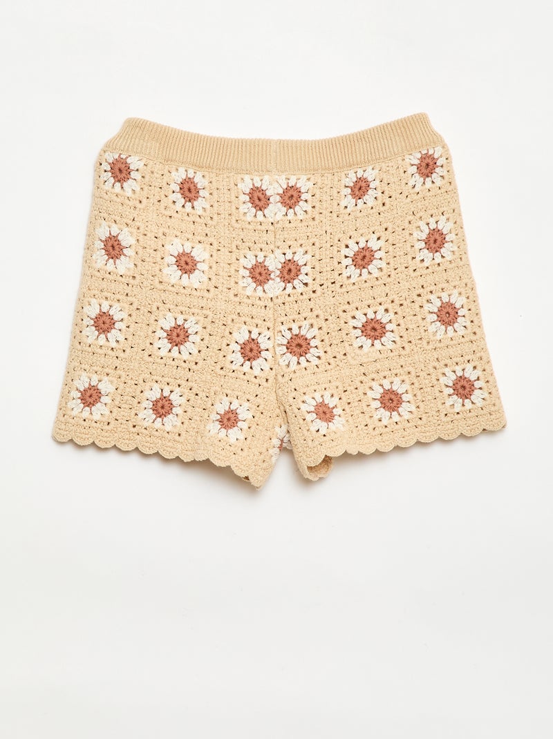 Short en crochet avec motif Beige - Kiabi