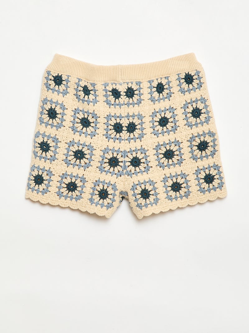 Short en crochet avec motif Beige - Kiabi
