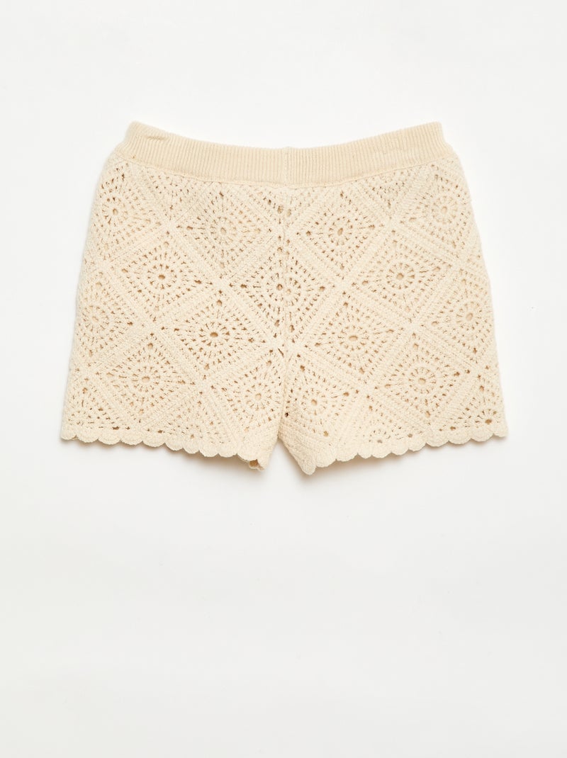 Short en crochet uni Blanc - Kiabi