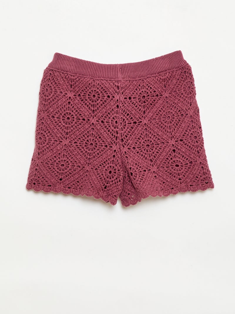 Short en crochet uni Rouge - Kiabi