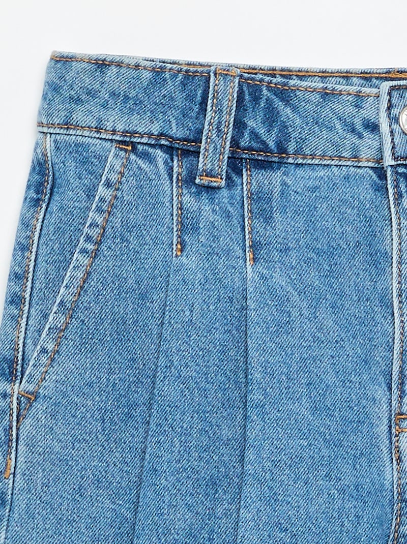 Short en denim avec effet plissé Bleu - Kiabi