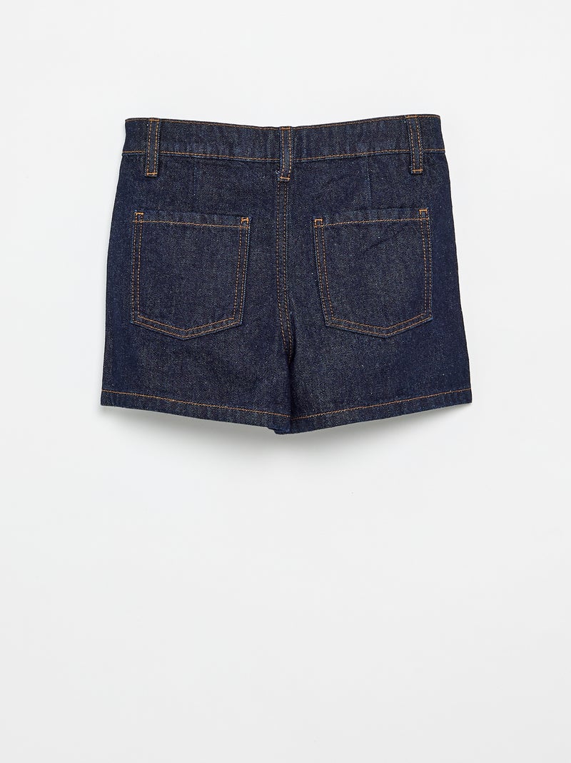 Short en denim avec effet plissé Bleu - Kiabi