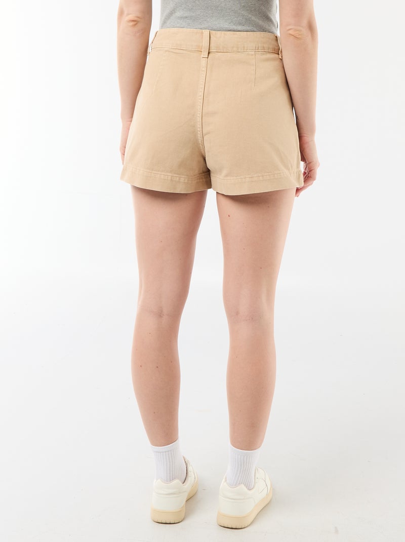 Short en denim avec poches tressées Beige - Kiabi