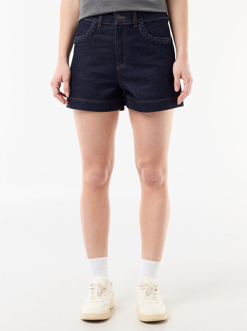 Short en denim avec poches tressées Bleu - Kiabi