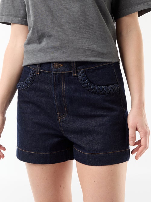 Short en denim avec poches tressées - Kiabi