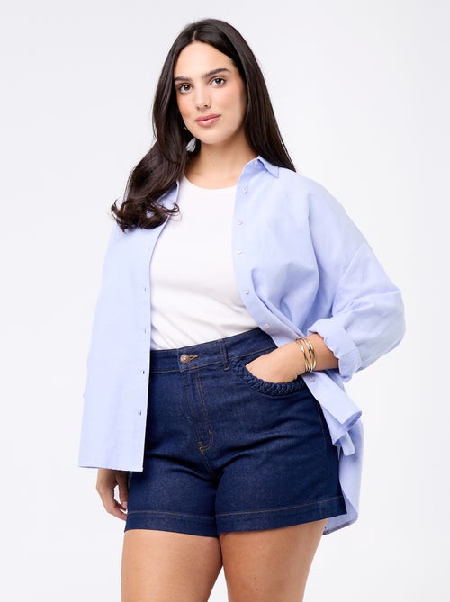 Short en denim avec poches tressées - Kiabi