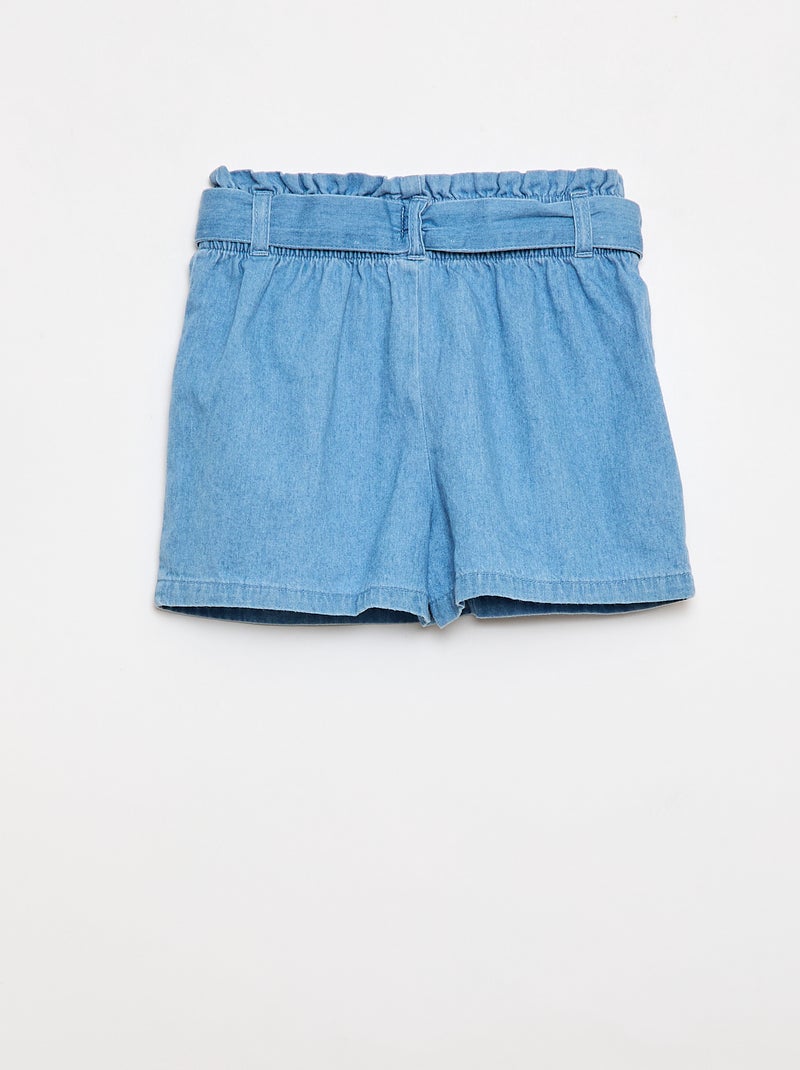 Short en denim léger avec ceinture amovible Bleu - Kiabi