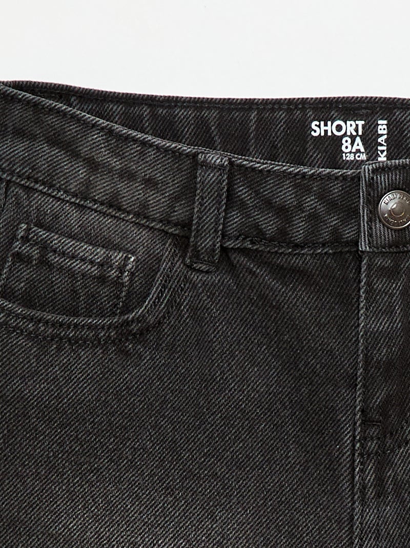Short en denim taille haute Noir - Kiabi