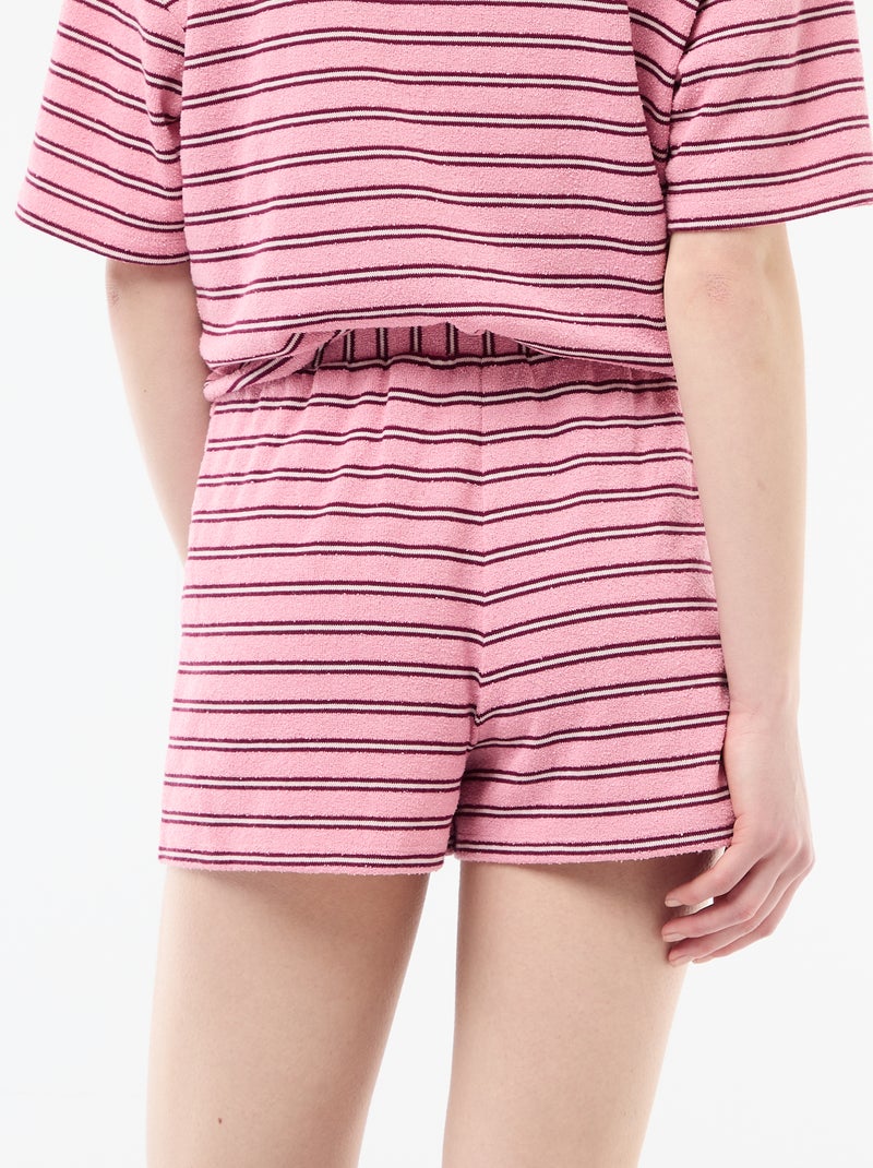 Short en éponge rayé Rose - Kiabi