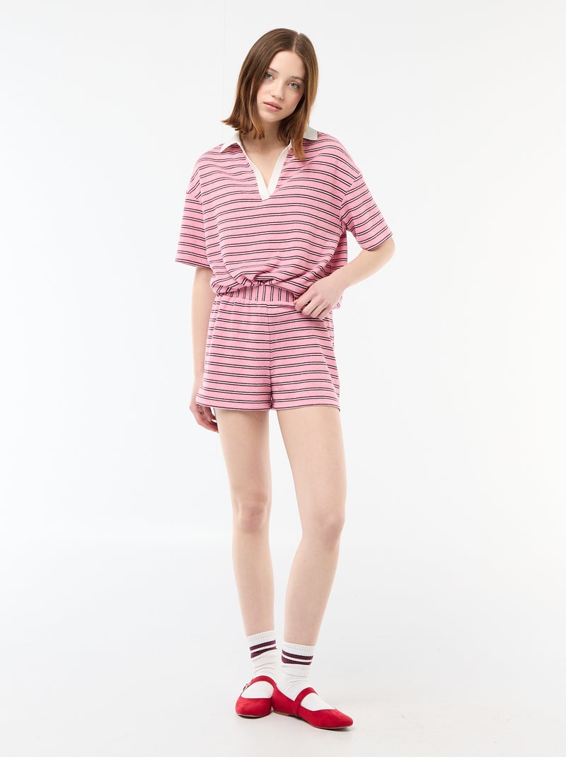 Short en éponge rayé Rose - Kiabi