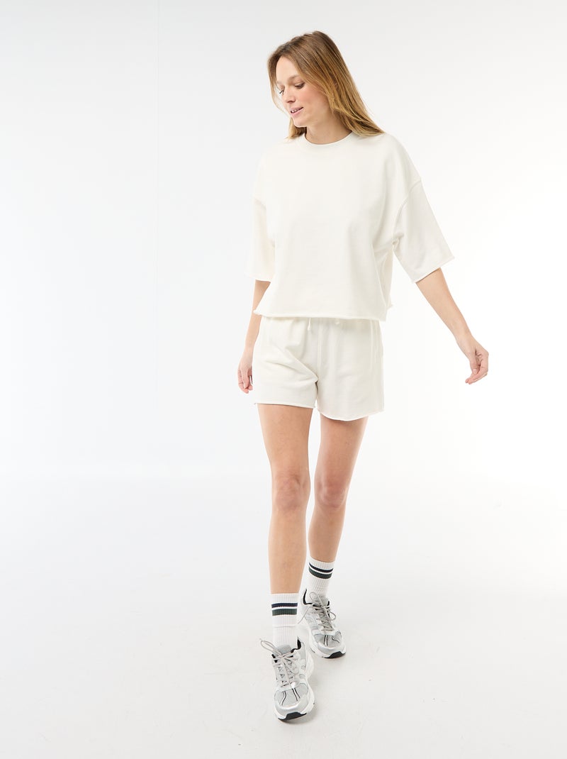 Short en French Terry uni Blanc - Kiabi
