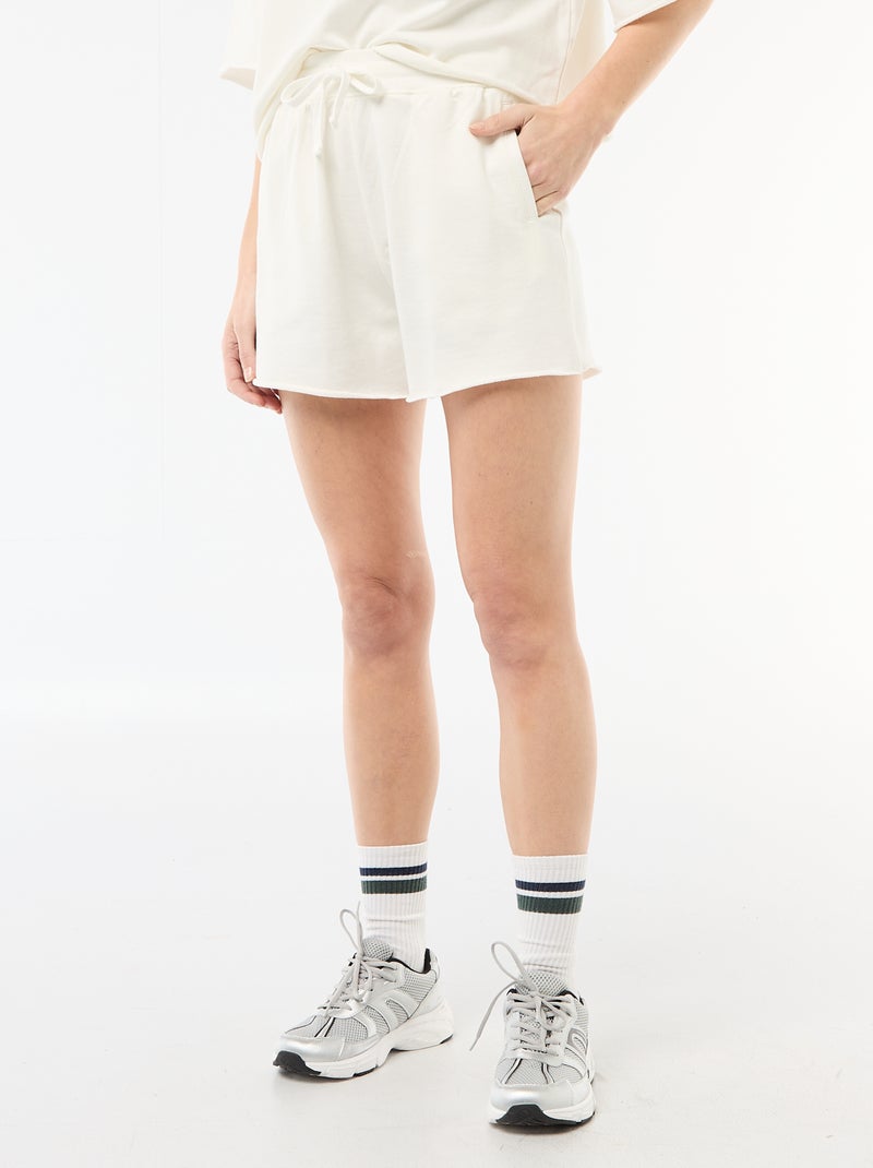 Short en French Terry uni Blanc - Kiabi