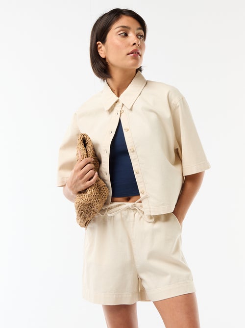 Short en jean à taille élastiqué - Kiabi