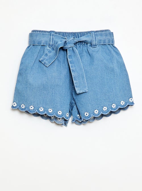 Short en jean avec ceinture à nouer - Kiabi