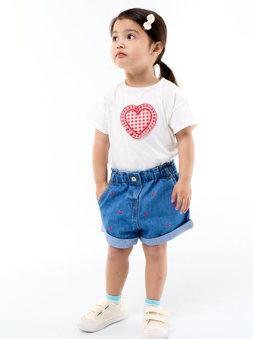 Short en jean avec motif cœur - Kiabi