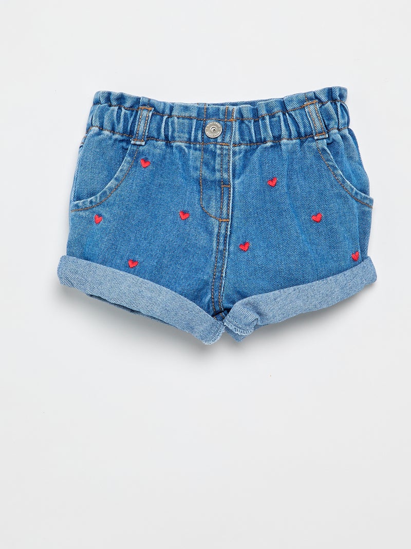 Short en jean avec motif cœur Rouge - Kiabi