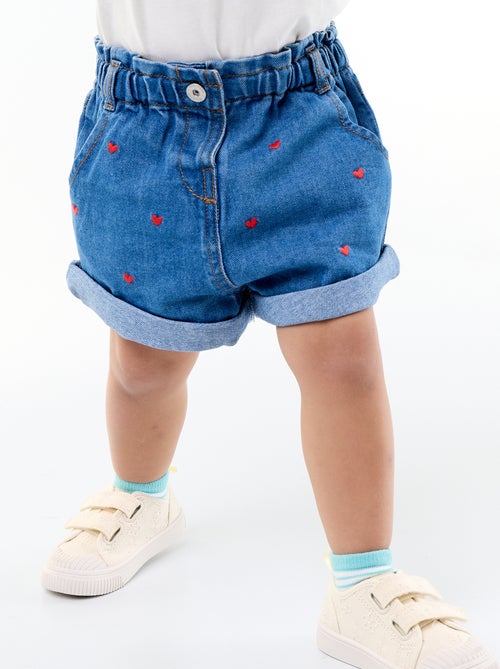 Short en jean avec motif cœur - Kiabi
