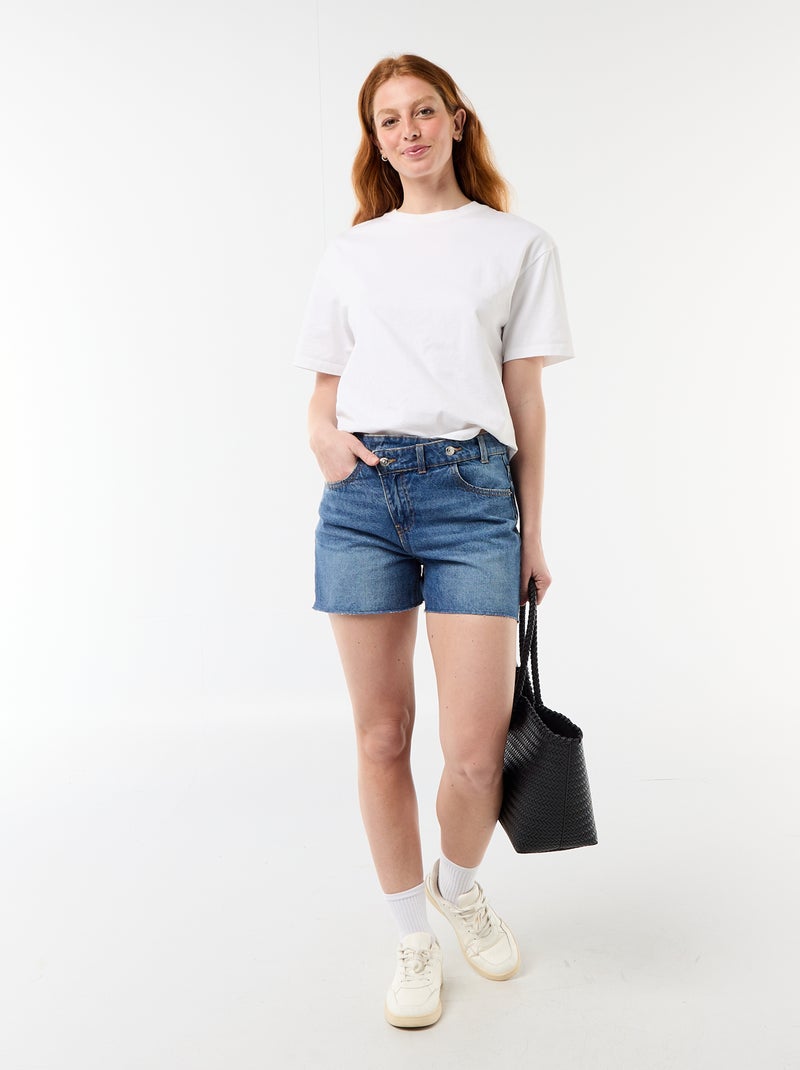 Short en jean taille haute Bleu - Kiabi
