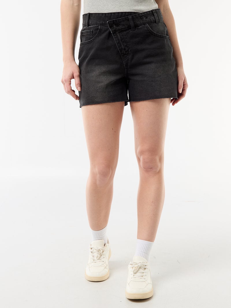 Short en jean taille haute Noir - Kiabi