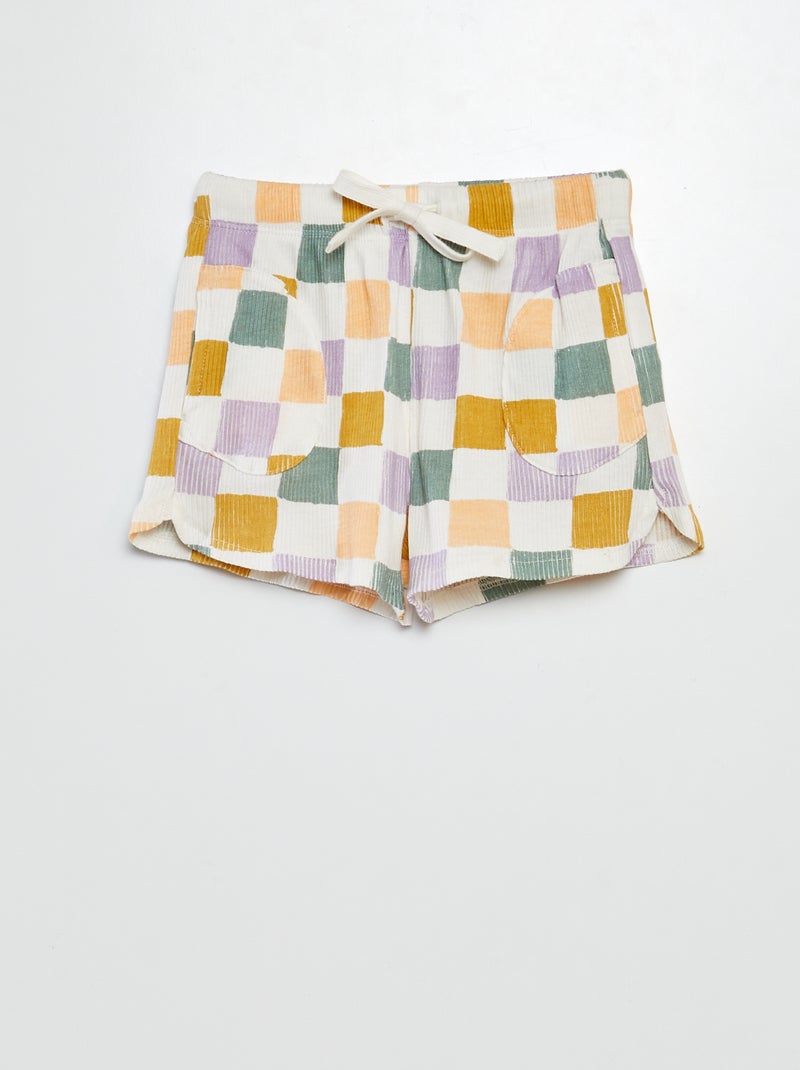 Short en maille crêpe à motif - Grafik Edition Blanc/rose - Kiabi