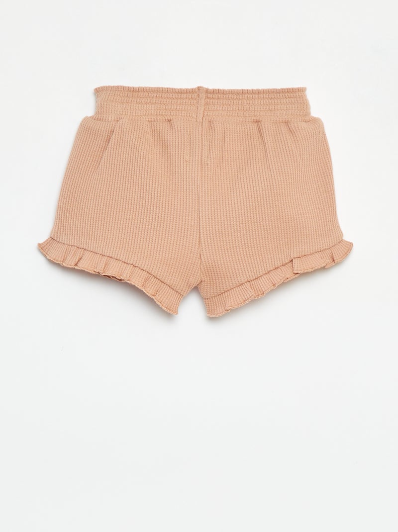 Short en maille gaufrée avec bords ondulés Vieux rose - Kiabi