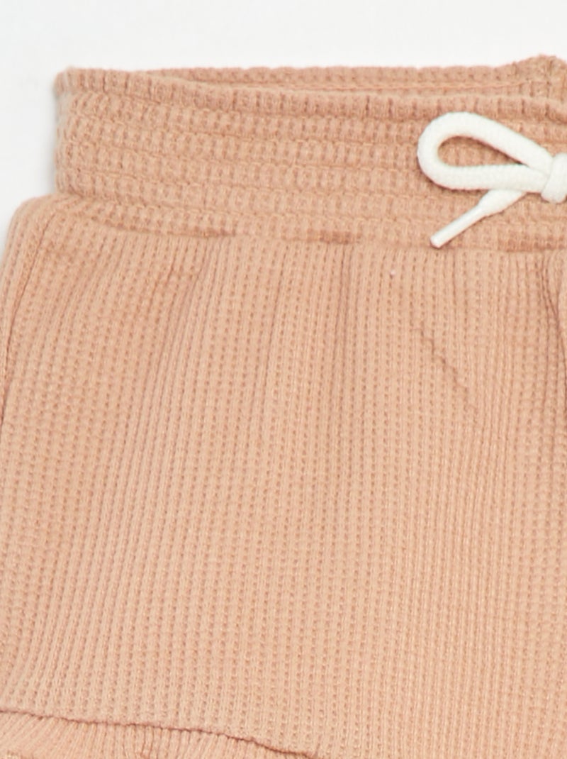Short en maille gaufrée avec bords ondulés Vieux rose - Kiabi